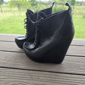 Steve Madden Black Wedge Ankle Boots